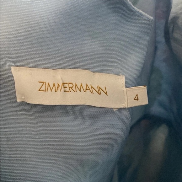 Zimmermann Matchmaker Drape Midi Dress Blue Floral Print Corset Size 12 - Picture 7 of 11